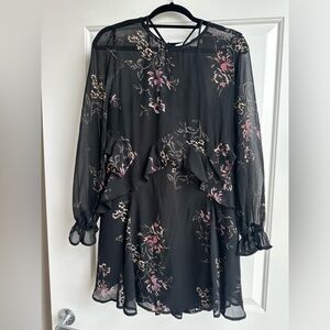 Black sheer floral dress with attached lining!